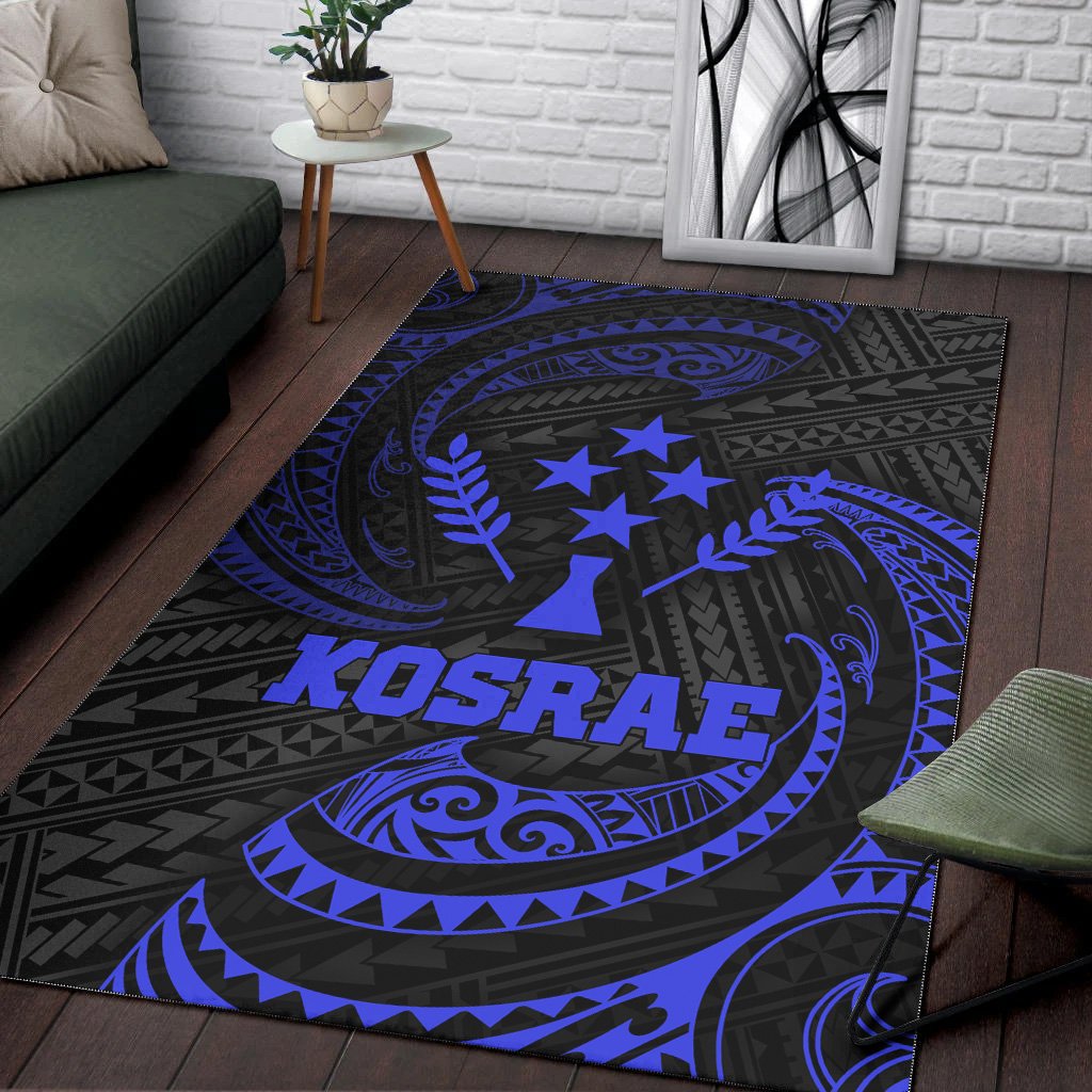 Kosrae Polynesian Area Rug - Blue Tribal Wave - Polynesian Pride