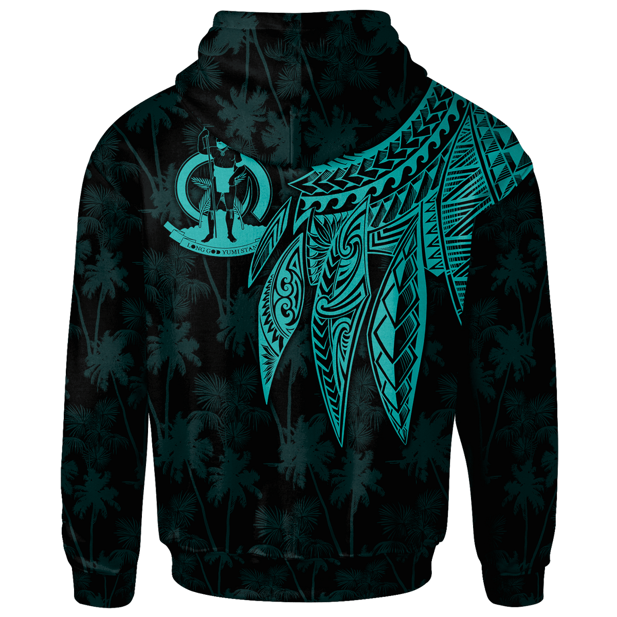 Vanuatu Zip up Hoodie Polynesian Wings (Turquoise) - Polynesian Pride