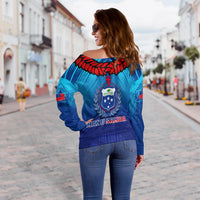 Manu Samoa Legend Women Off Shoulder Sweater - LT12 - Polynesian Pride