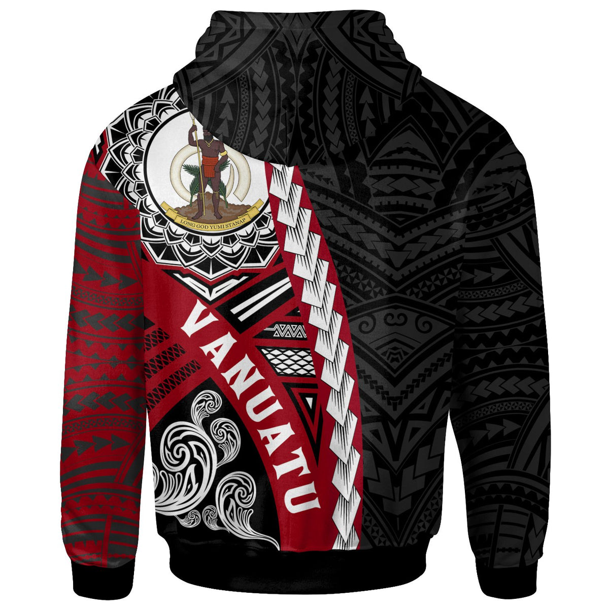 Vanuatu Polynesian Zip up Hoodie Wave Tattoo - Polynesian Pride