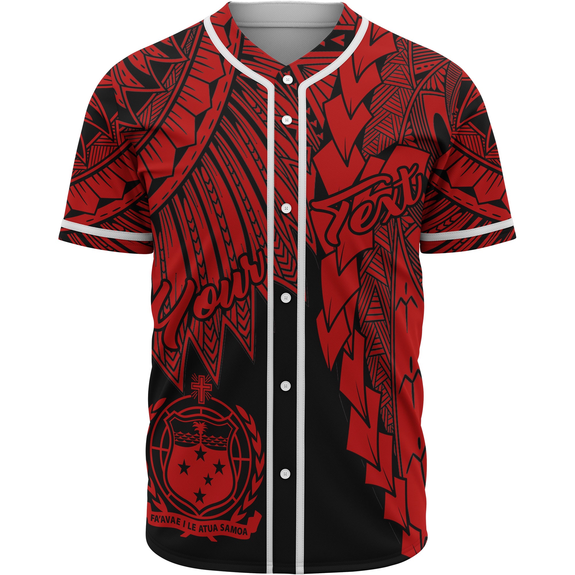 Samoa Polynesian Custom Personalised Baseball Shirt - Tribal Wave Tattoo Red Unisex Red - Polynesian Pride