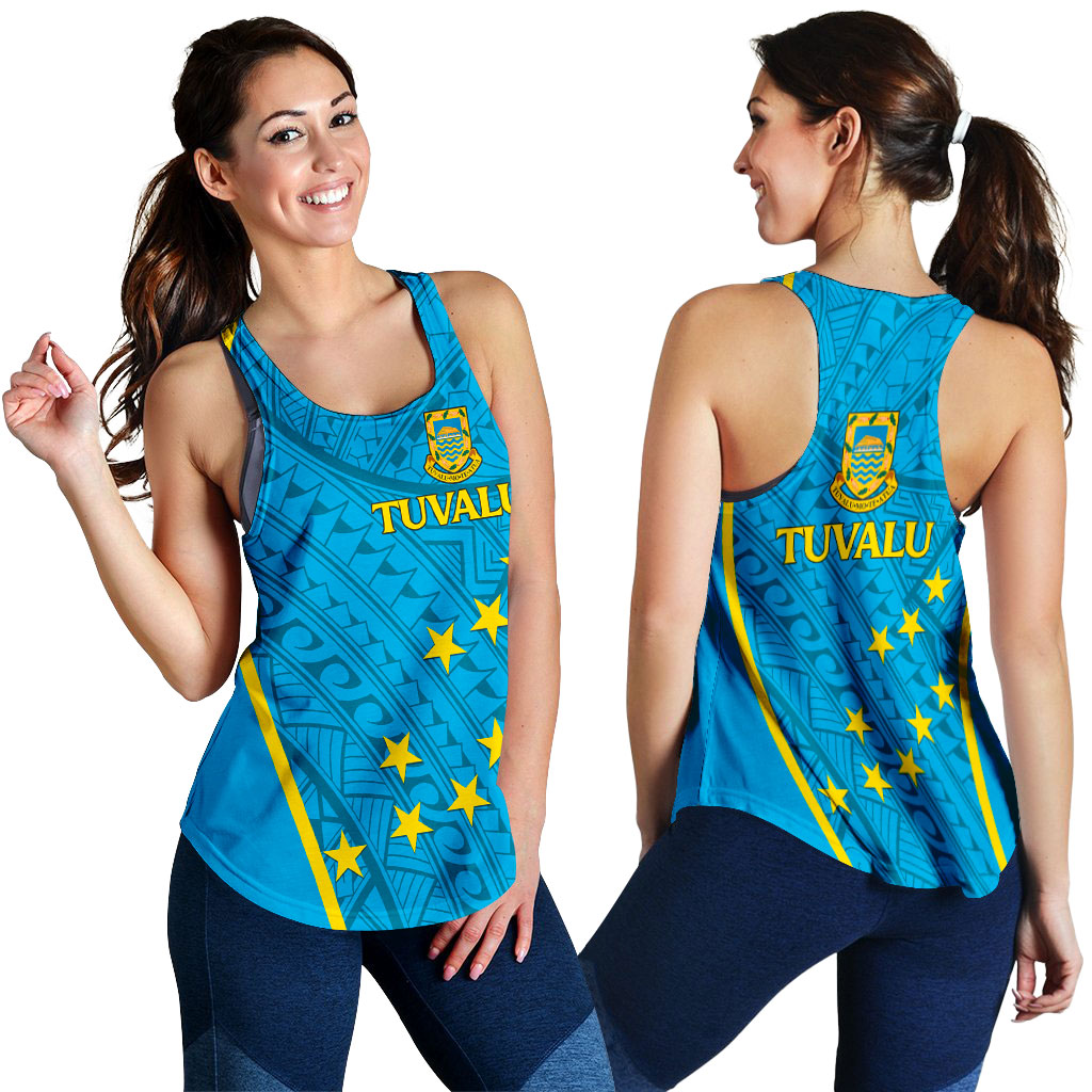 Tuvalu Women Tank Top - Tribal Pattern - LT12 Blue - Polynesian Pride