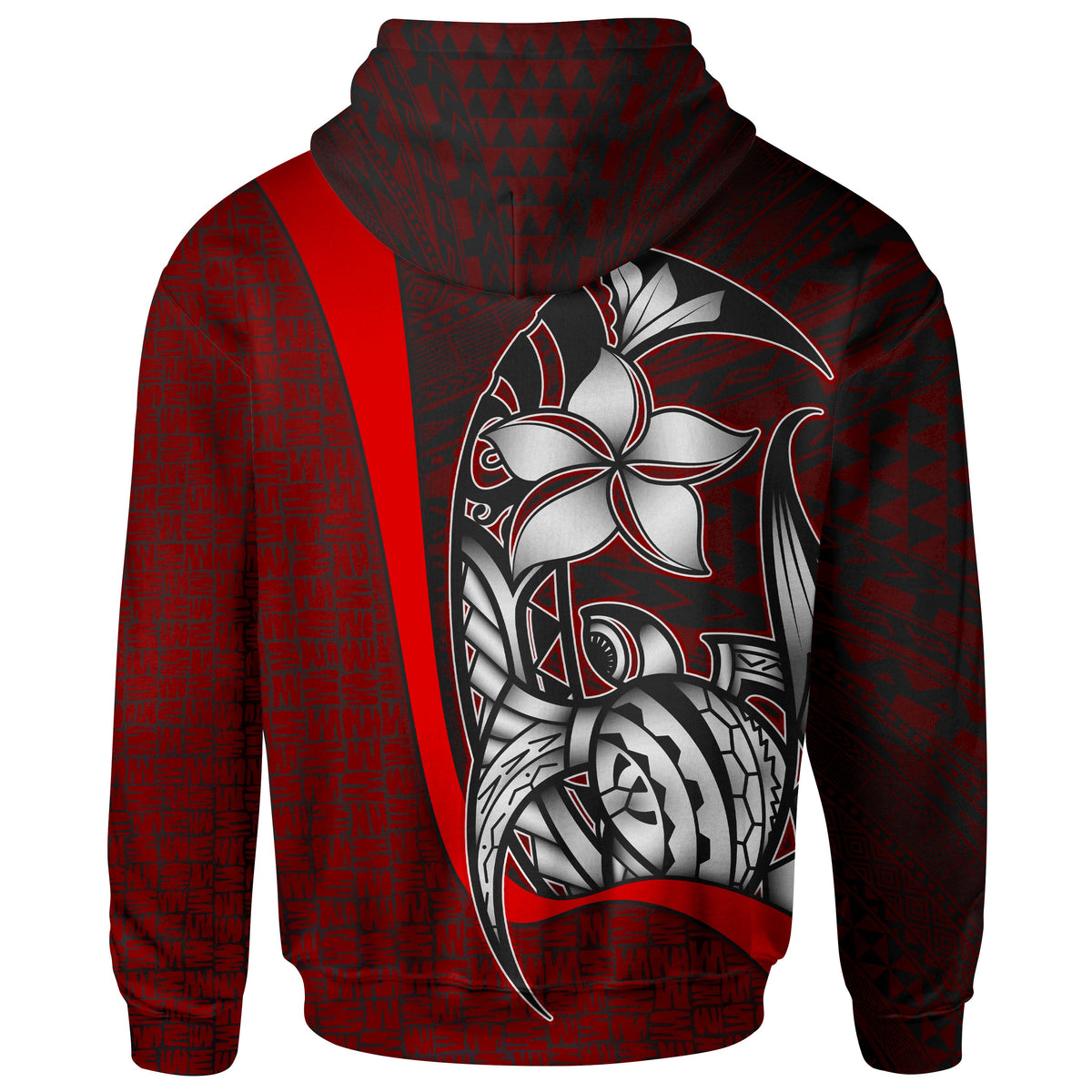 Polynesian Zip up Hoodie Red Turtle with Hook - Polynesian Pride