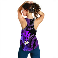 Hawaii Turtle With Plumeria Leaf Purple Women Tank Top - LT12 - Polynesian Pride
