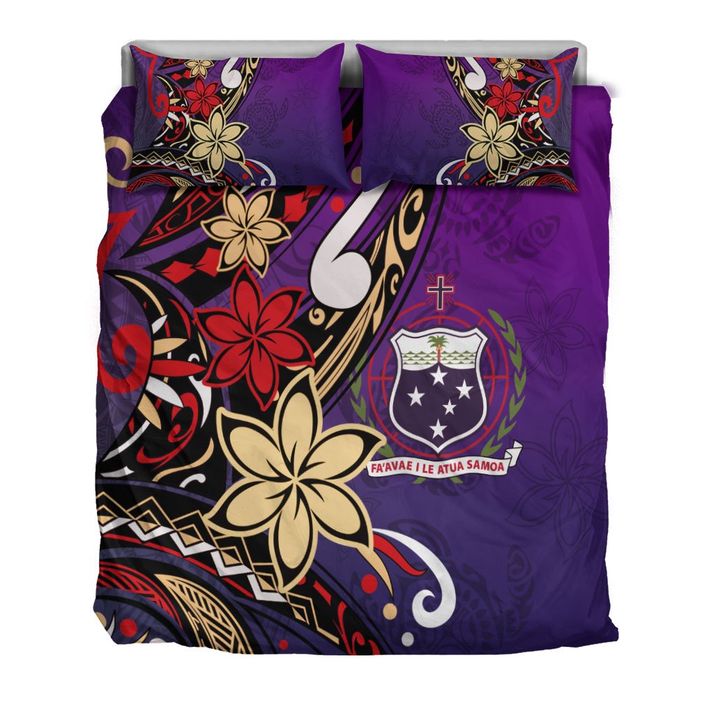 Samoa Bedding Set - Tribal Flower With Special Turtles Purple Color - Polynesian Pride