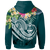 Guam Polynesian Zip up Hoodie Summer Plumeria (Turquoise) - Polynesian Pride