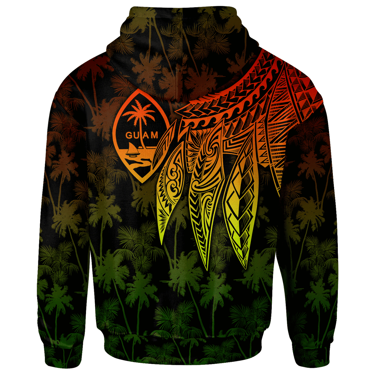 Guam Hoodie Polynesian Wings (Reggae) - Polynesian Pride