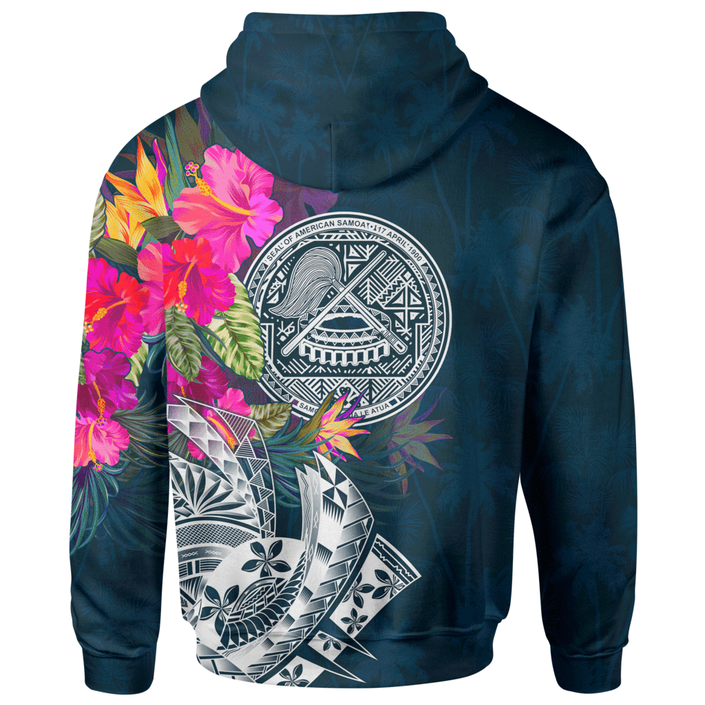 American Samoa Hoodie Polynesian Hibiscus with Summer Vibes - Polynesian Pride