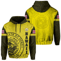 Polynesian Flag Seal of Hawaii Hoodie Yellow Unisex Yellow - Polynesian Pride