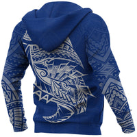 Samoa Rugby Hoodie Samoa Coat of Arms Polynesian Tattoo Style - Polynesian Pride