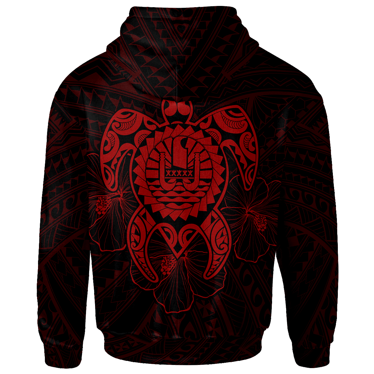 Tahiti Polynesian Custom Hoodie Vintage Polynesian Turtle (Red) - Polynesian Pride