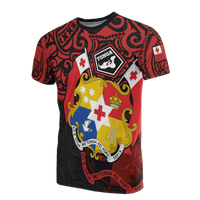 Tonga Pride T Shirt Tonga Flag Coat of Arms Polynesian Tattoo Unisex RED - Polynesian Pride