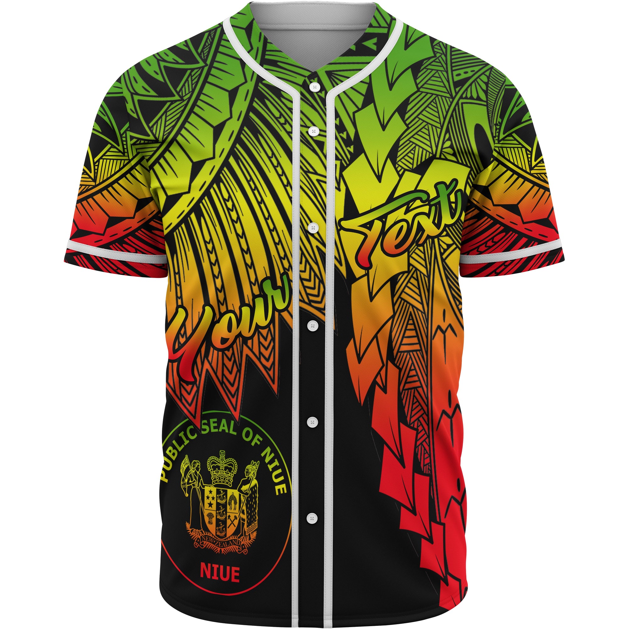 Niue Polynesian Custom Personalised Baseball Shirt - Tribal Wave Tattoo Reggae Unisex Reggae - Polynesian Pride