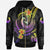 Pohnpei Custom Zip up Hoodie Plumeria Flowers with Polynesian Patterns Unisex Black - Polynesian Pride