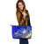 Fiji Large Leather Tote - Turtle Plumeria (Blue) Blue - Polynesian Pride