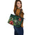 Vanuatu Polynesian Leather Tote Bag - Green Turtle Hibiscus - Polynesian Pride