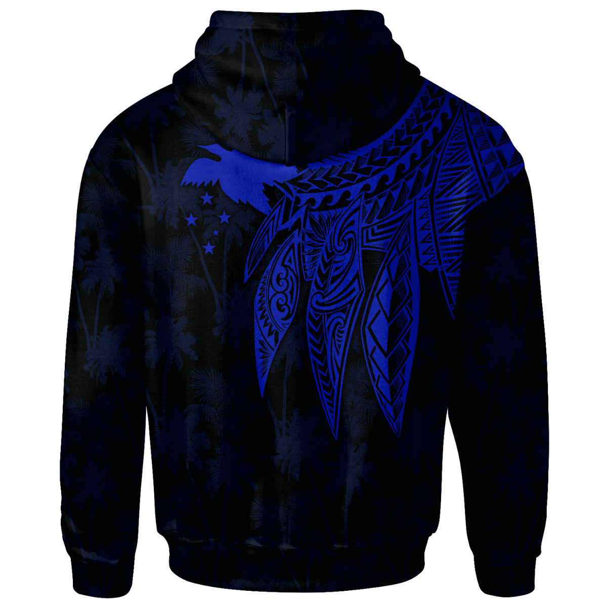 Papua New Guinea Custom Zip up Hoodie Polynesian Wings (Blue) - Polynesian Pride
