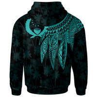 Pohnpei Custom Zip up Hoodie Polynesian Wings (Turquoise) - Polynesian Pride