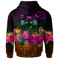 Fiji Custom Zip up Hoodie Summer Hibiscus - Polynesian Pride