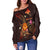Papua New Guinea Polynesian Personalised Women's Off Shoulder Sweater - Legend of Papua New Guinea (Red) - Polynesian Pride