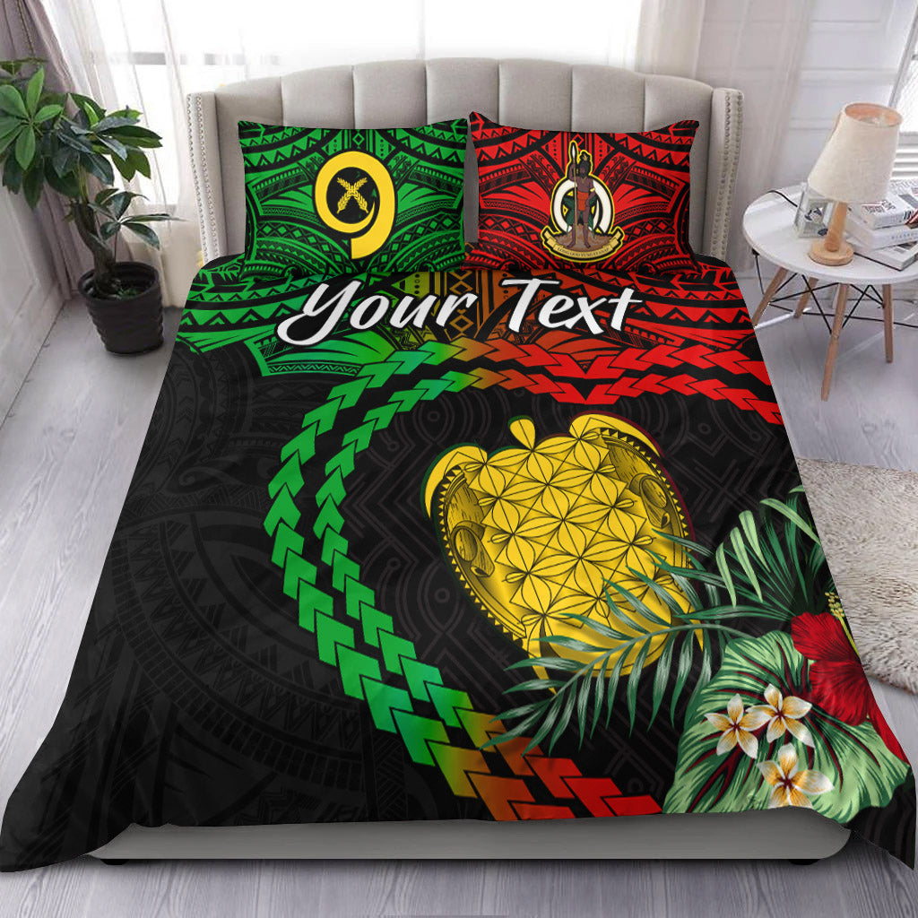 (Custom Personalised) Vanuatu Heart Polynesian Bedding Set Turtle Sand Drawings LT13 Black - Polynesian Pride