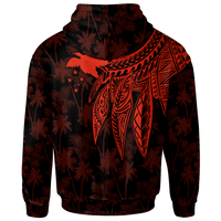 Papua New Guinea Custom Zip up Hoodie Polynesian Wings (Red) - Polynesian Pride