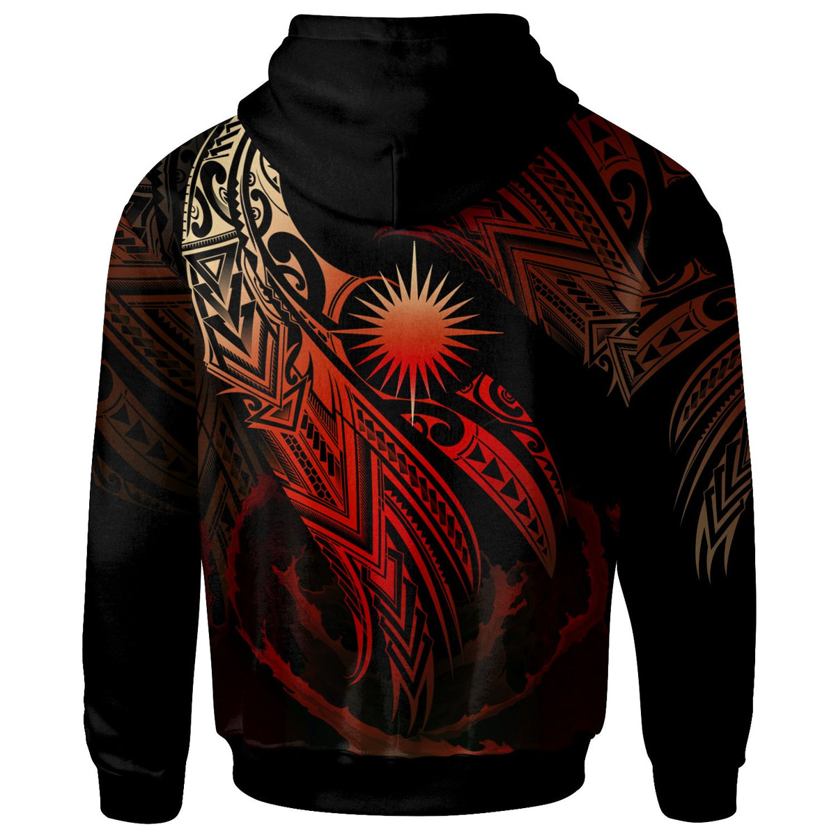 Marshall Islands Polynesian Zip Hoodie Legend Red Version - Polynesian Pride