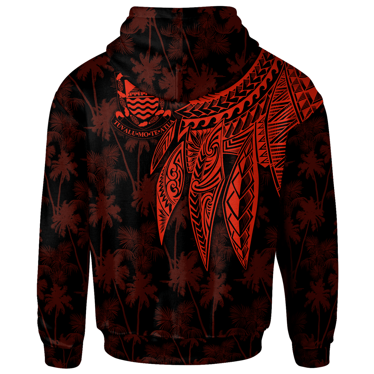 Tuvalu Custom Hoodie Polynesian Wings (Red) - Polynesian Pride