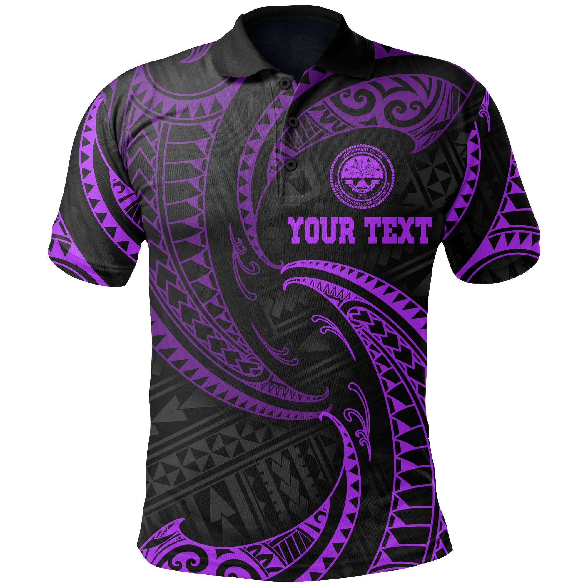 Federated States of Micronesia Custom Polo Shirt Purple Tribal Wave Unisex Purple - Polynesian Pride