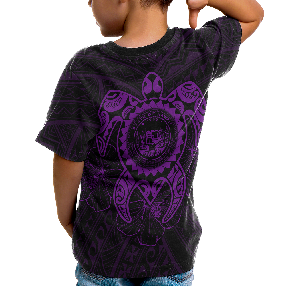 Hawaii Polynesian T Shirt Vintage Polynesian Turtle (Purple) - Polynesian Pride