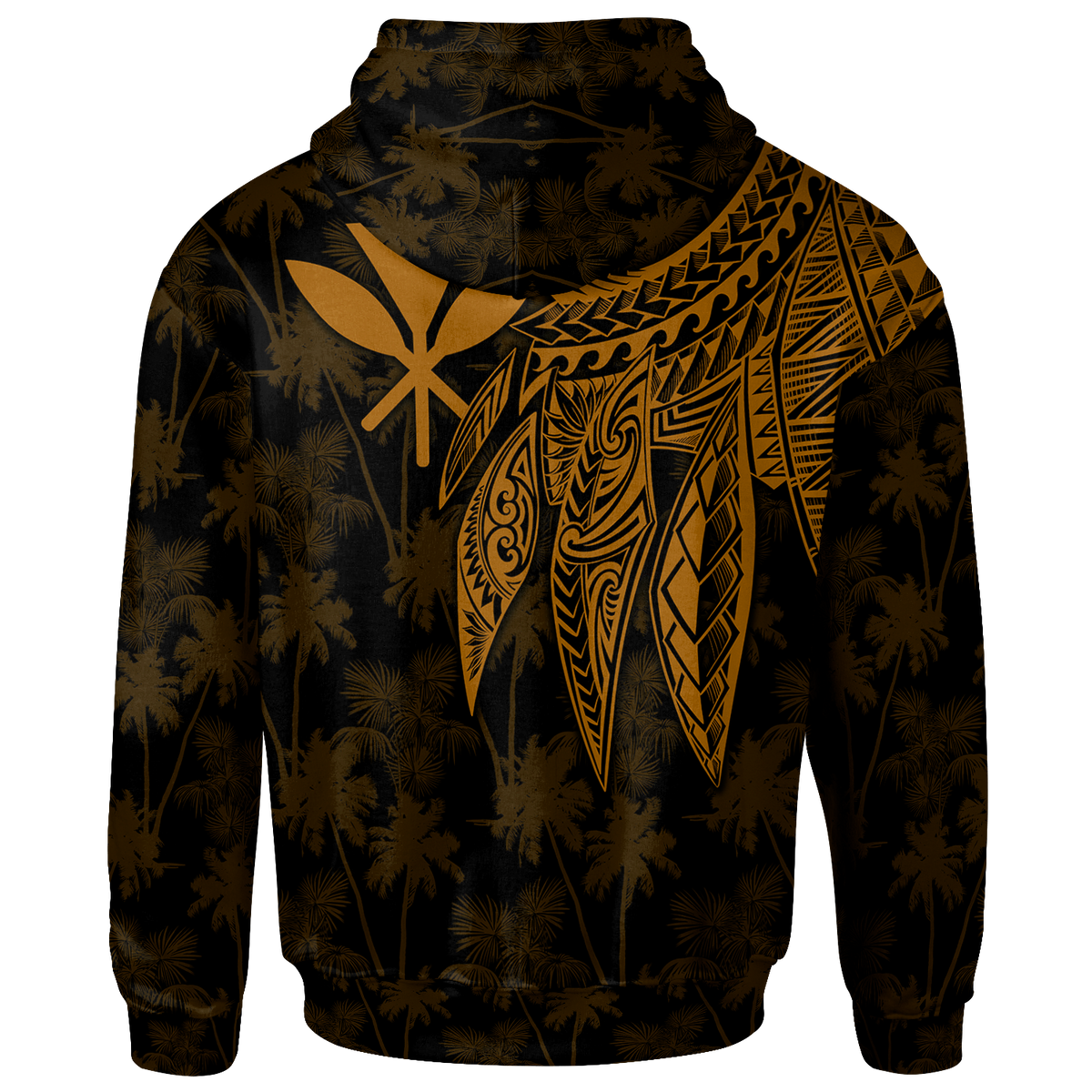 Polynesian Hawaii Kanaka Maoli Custom Zip up Hoodie Polynesian Wings (Golden) - Polynesian Pride