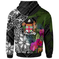 Fiji Hoodie Turtle Plumeria Banana Leaf Crest - Polynesian Pride