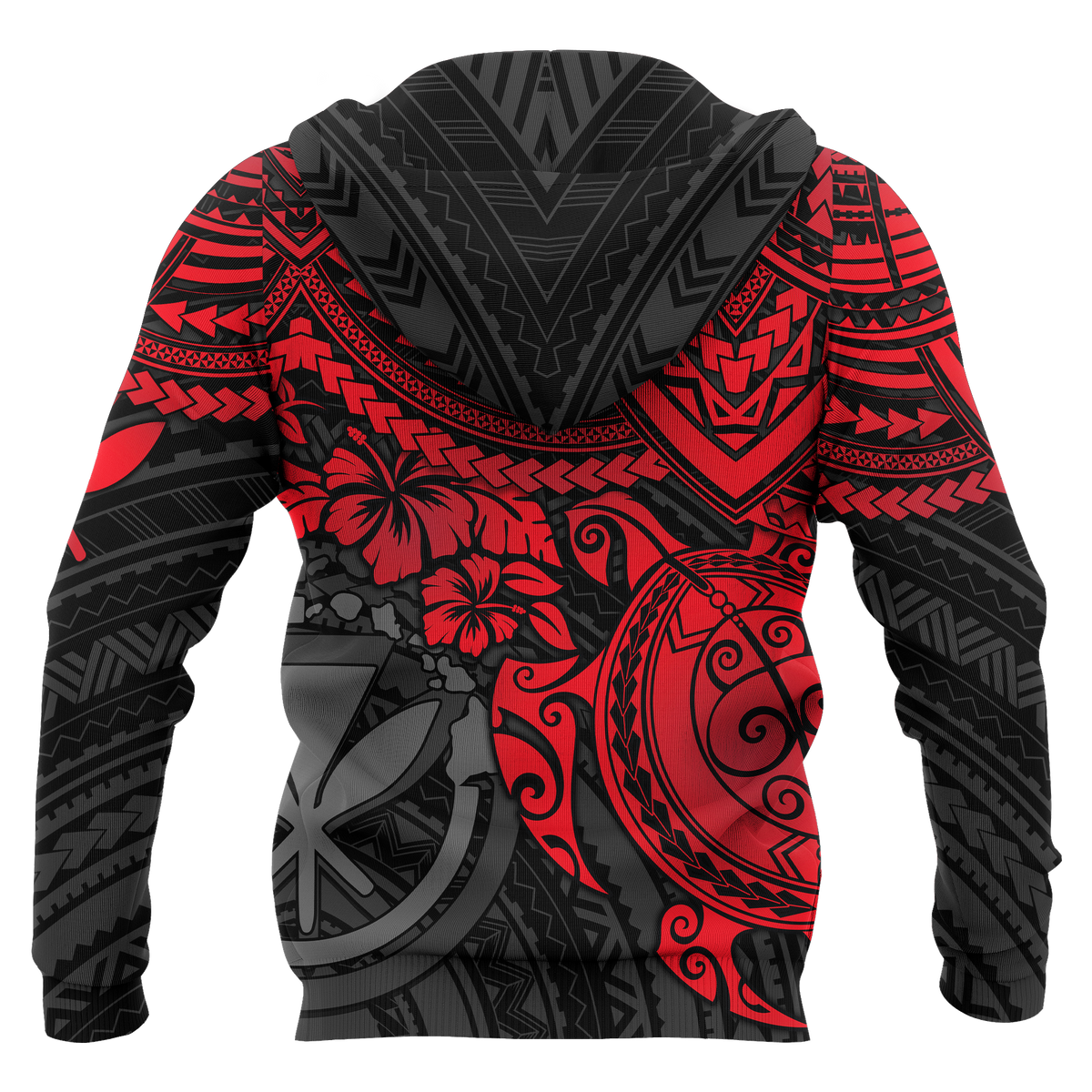 Polynesian Hawaii Hoodie Red Turtle - Polynesian Pride
