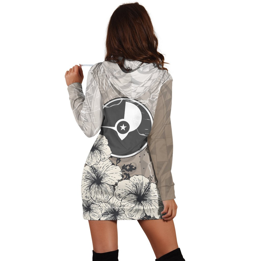Yap State Hoodie Dress -Vintage Luxury Floral Style - Polynesian Pride