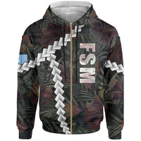 Federated States of Micronesia Zip up Hoodie Chain Polynesian Unisex BLACK - Polynesian Pride