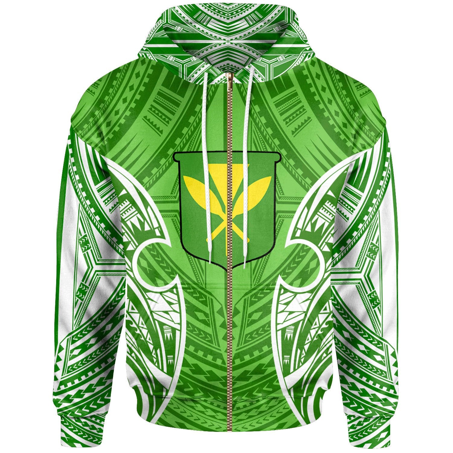 Hawaii Polynesian Zip up Hoodie Hawaiian Pattern With Seal Unisex Green - Polynesian Pride