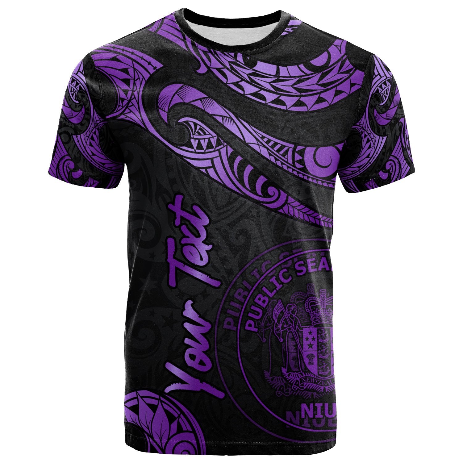 Niue Polynesian Custom T Shirt Poly Tattoo Purple Version Unisex Purple - Polynesian Pride