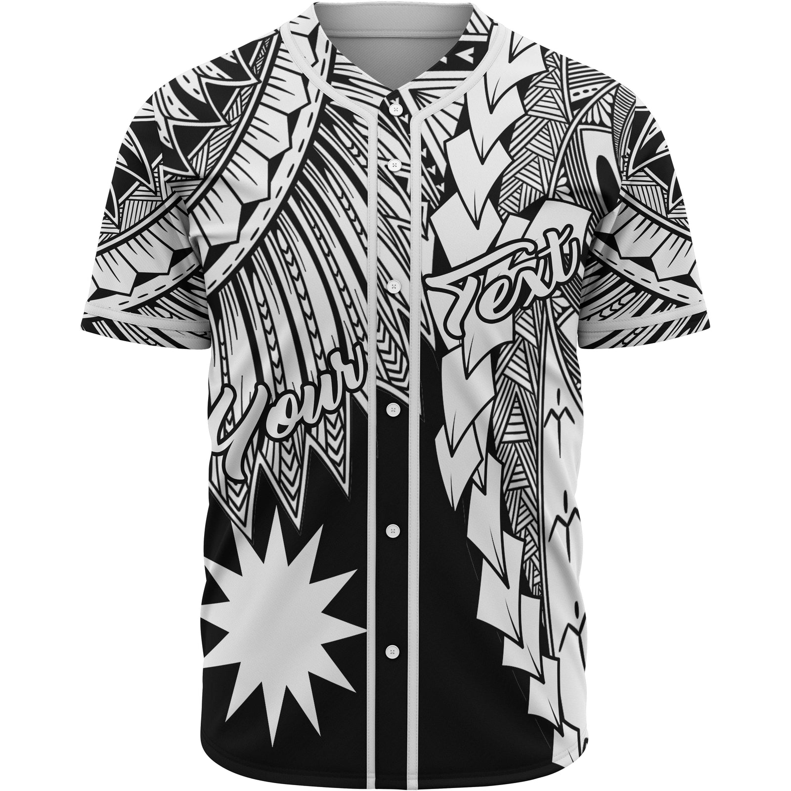 Nauru Polynesian Custom Personalised Baseball Shirt - Tribal Wave Tattoo White Unisex White - Polynesian Pride