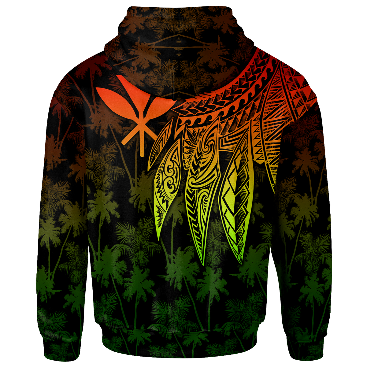 Polynesian Hawaii Kanaka Maoli Custom Hoodie Polynesian Wings (Reggae) - Polynesian Pride