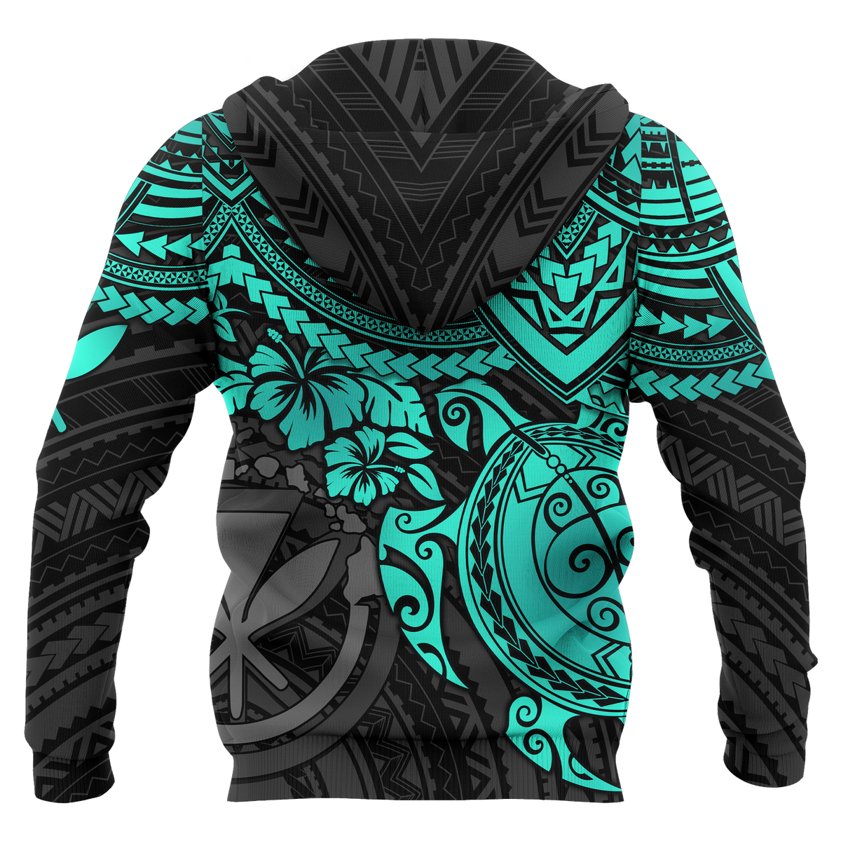 Polynesian Hawaii Hoodie (Zip up) Turquoise Turtle - Polynesian Pride