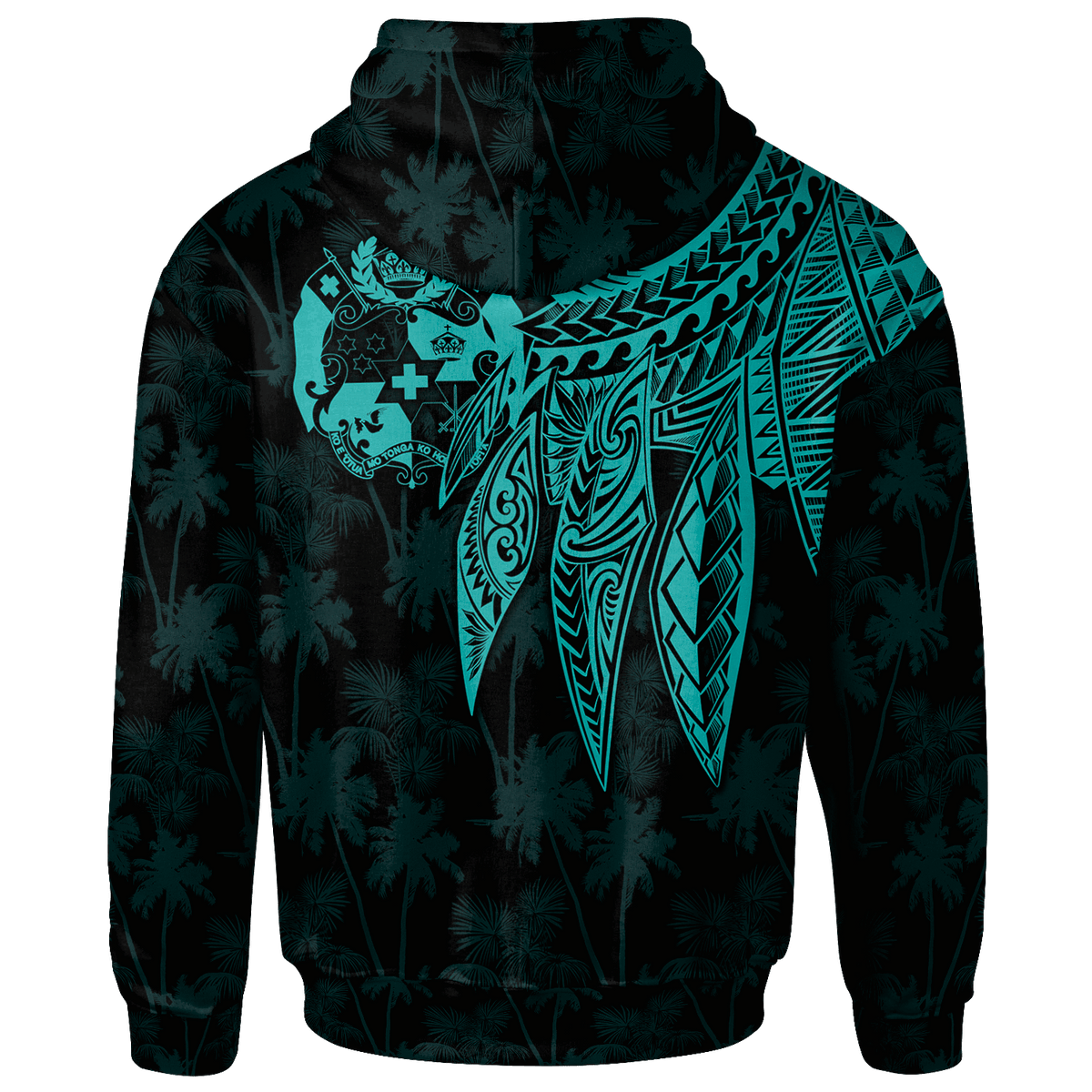 Tonga Custom Hoodie Polynesian Wings (Turquoise) - Polynesian Pride