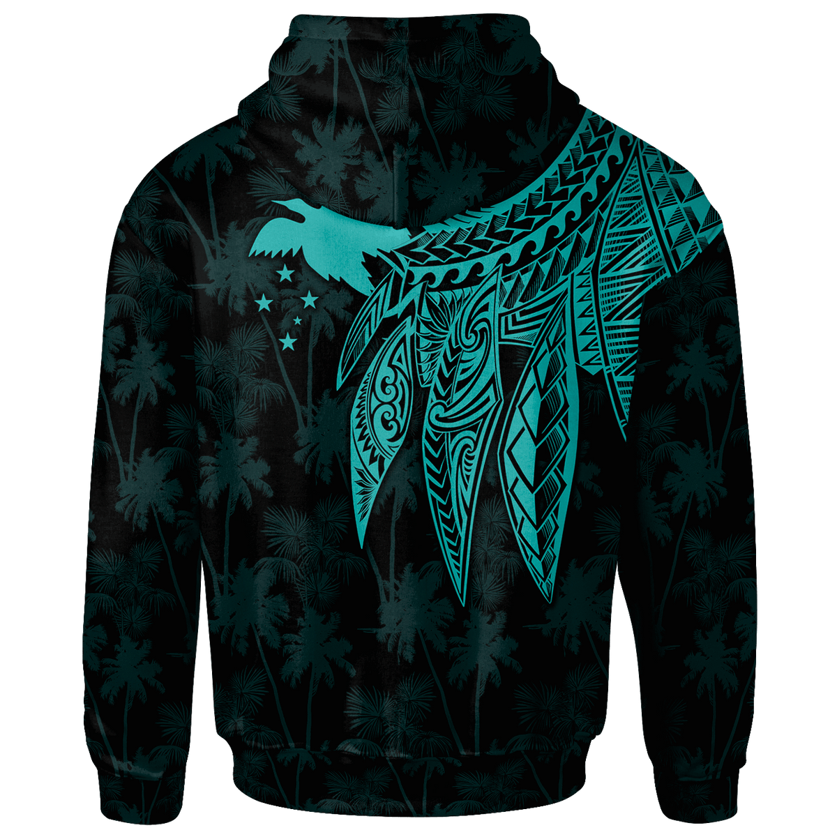 Papua New Guinea Custom Hoodie Polynesian Wings (TurQuoiSe) - Polynesian Pride