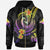 Papua New Guinea Custom Zip up Hoodie Plumeria Flowers with Spiral Patterns Unisex Black - Polynesian Pride