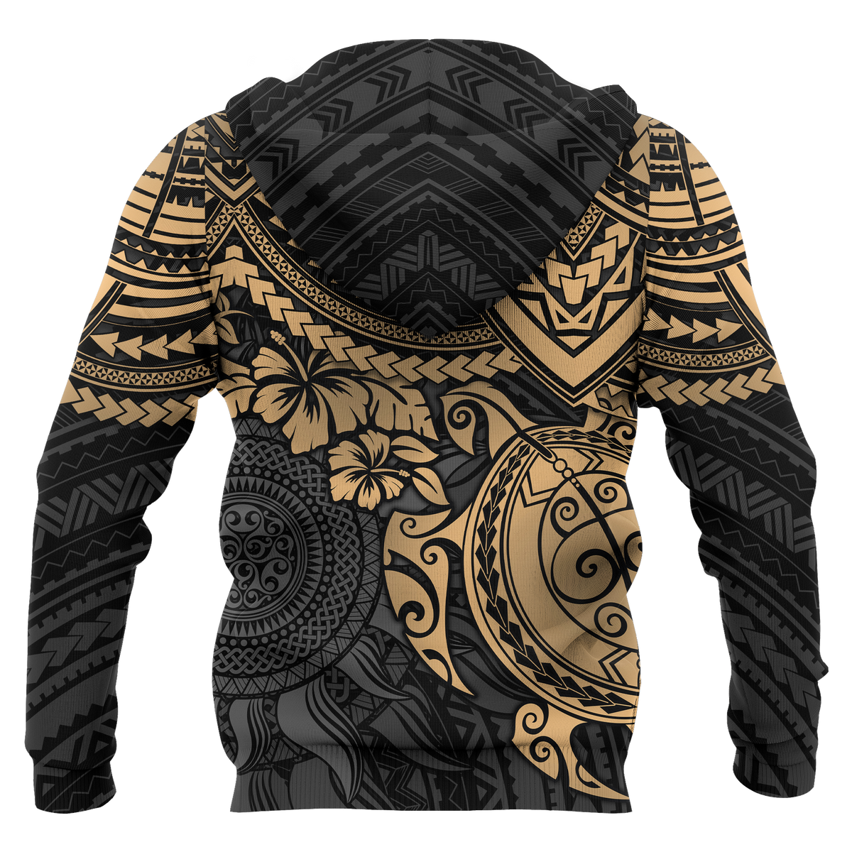 Polynesian Zip Hoodie Polynesian Golden Turtle - Polynesian Pride