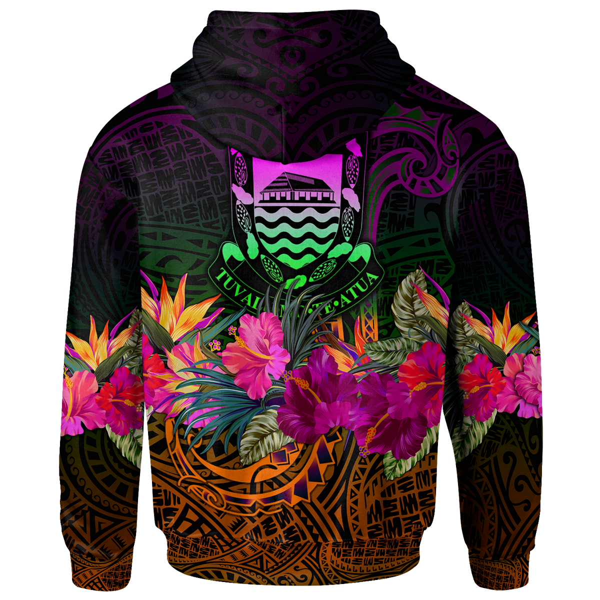 Tuvalu Zip up Hoodie Summer Hibiscus - Polynesian Pride