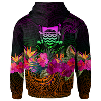 Tuvalu Zip up Hoodie Summer Hibiscus - Polynesian Pride