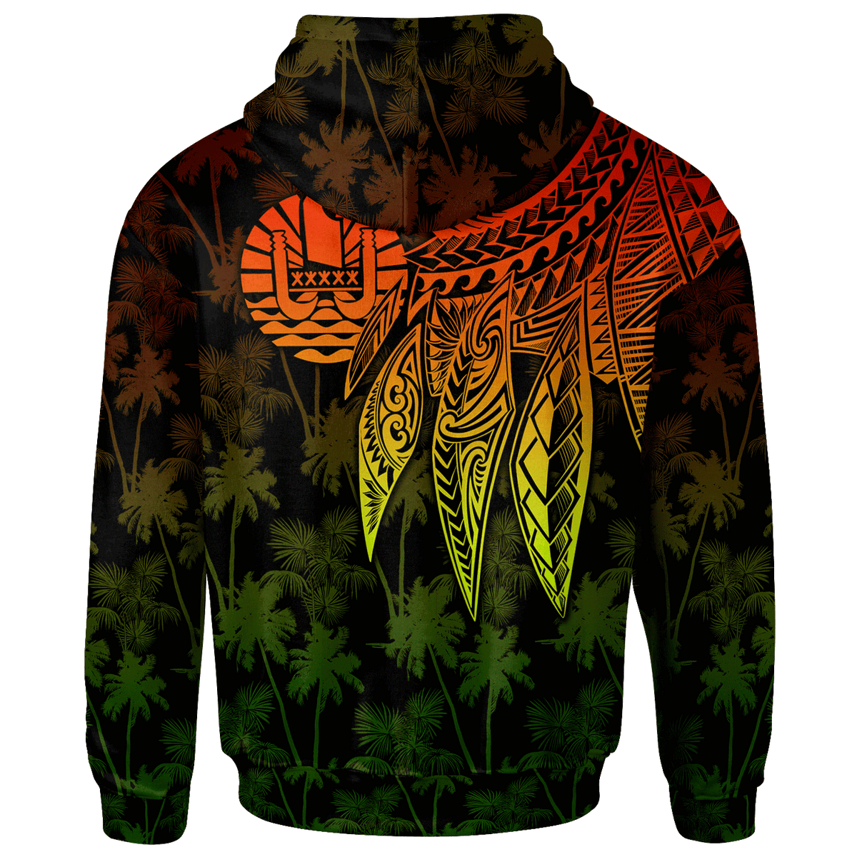 Tahiti Custom Zip up Hoodie Polynesian Wings (Reggae) - Polynesian Pride