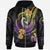 Chuuk Custom Zip up Hoodie Plumeria Flowers with Polynesian Patterns Unisex Black - Polynesian Pride