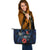 American Samoa Polynesian Leather Tote - Blue Turtle Hibiscus - Polynesian Pride