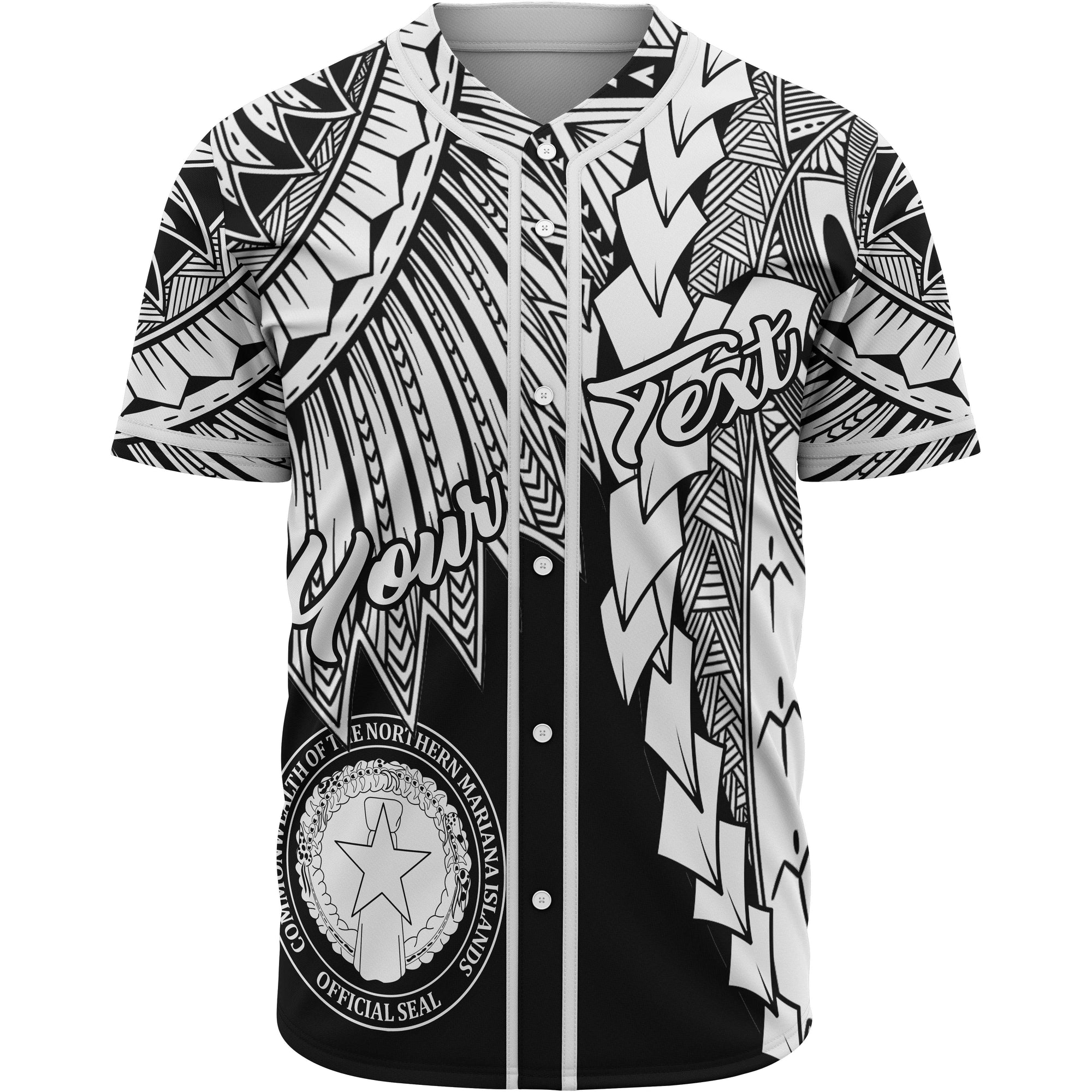 Northern Mariana Islands Polynesian Custom Personalised Baseball Shirt - Tribal Wave Tattoo White Unisex White - Polynesian Pride